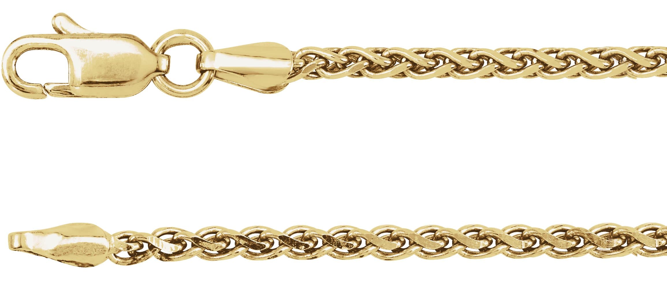 14K White 2 mm Diamond-Cut Wheat 16 Chain