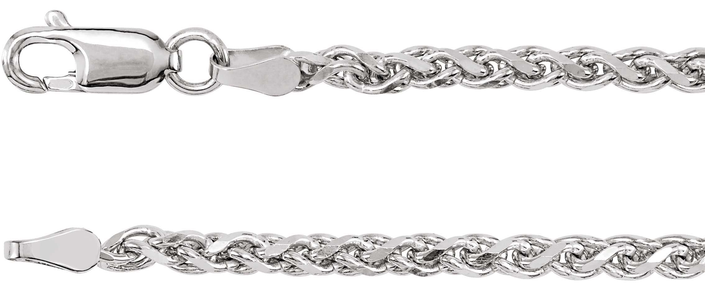 14K White 2.75 mm Diamond-Cut Wheat 16 Chain