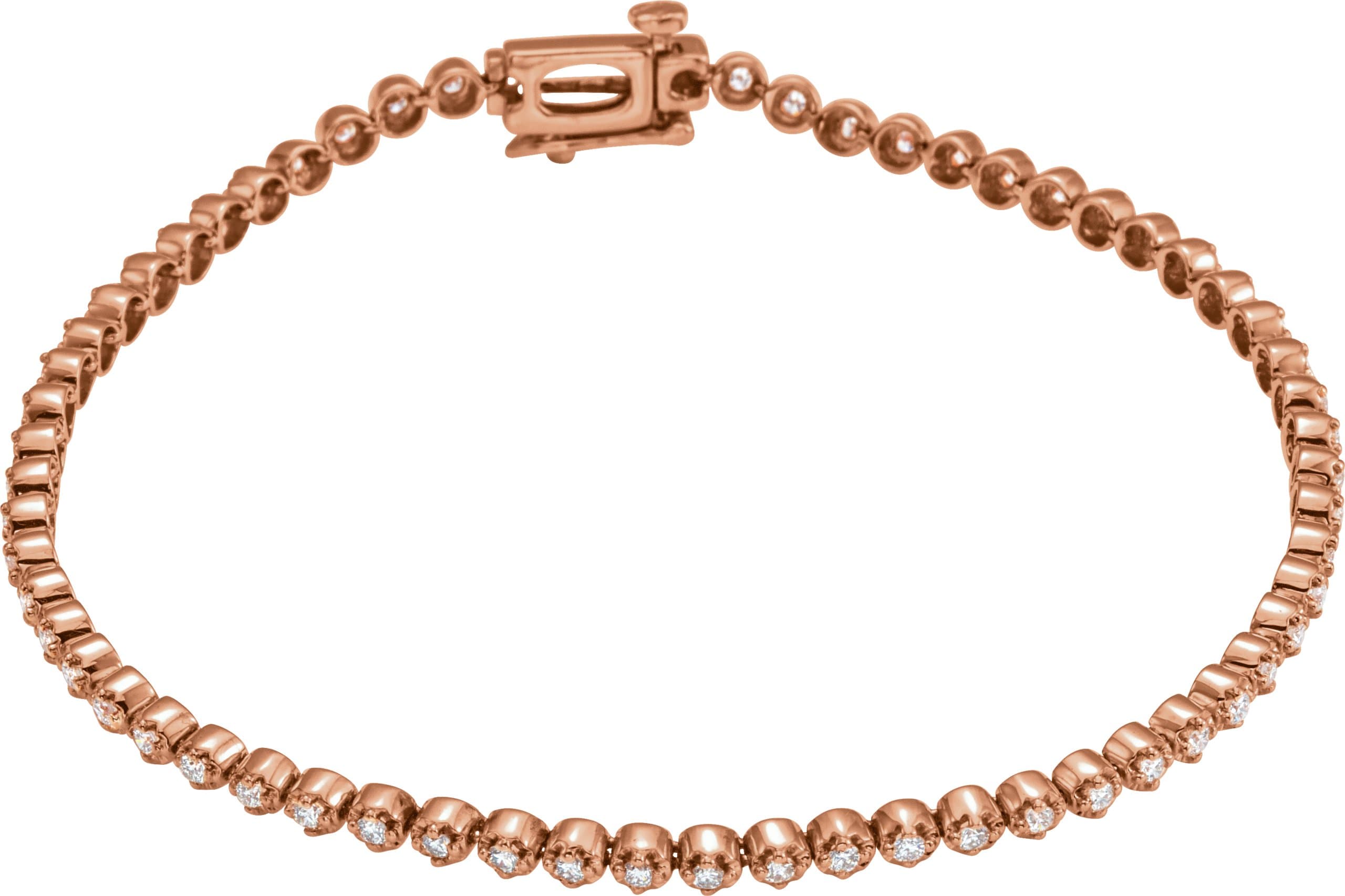 14K Rose 1 CTW Natural Diamond Line 7" Bracelet