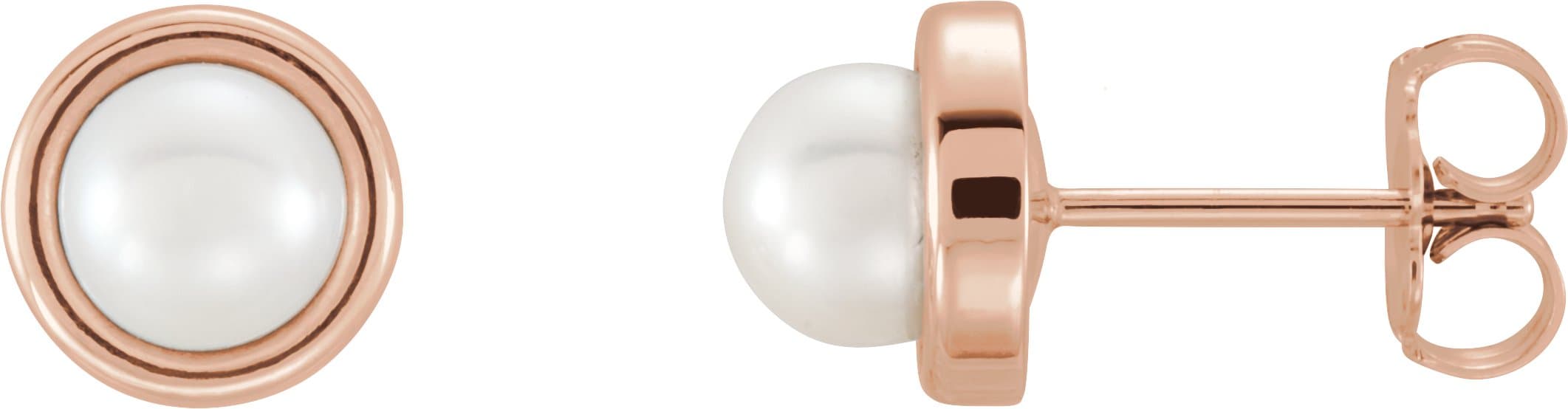 14K Rose 5.5-6 mm Cultured White Freshwater Pearl Earrings