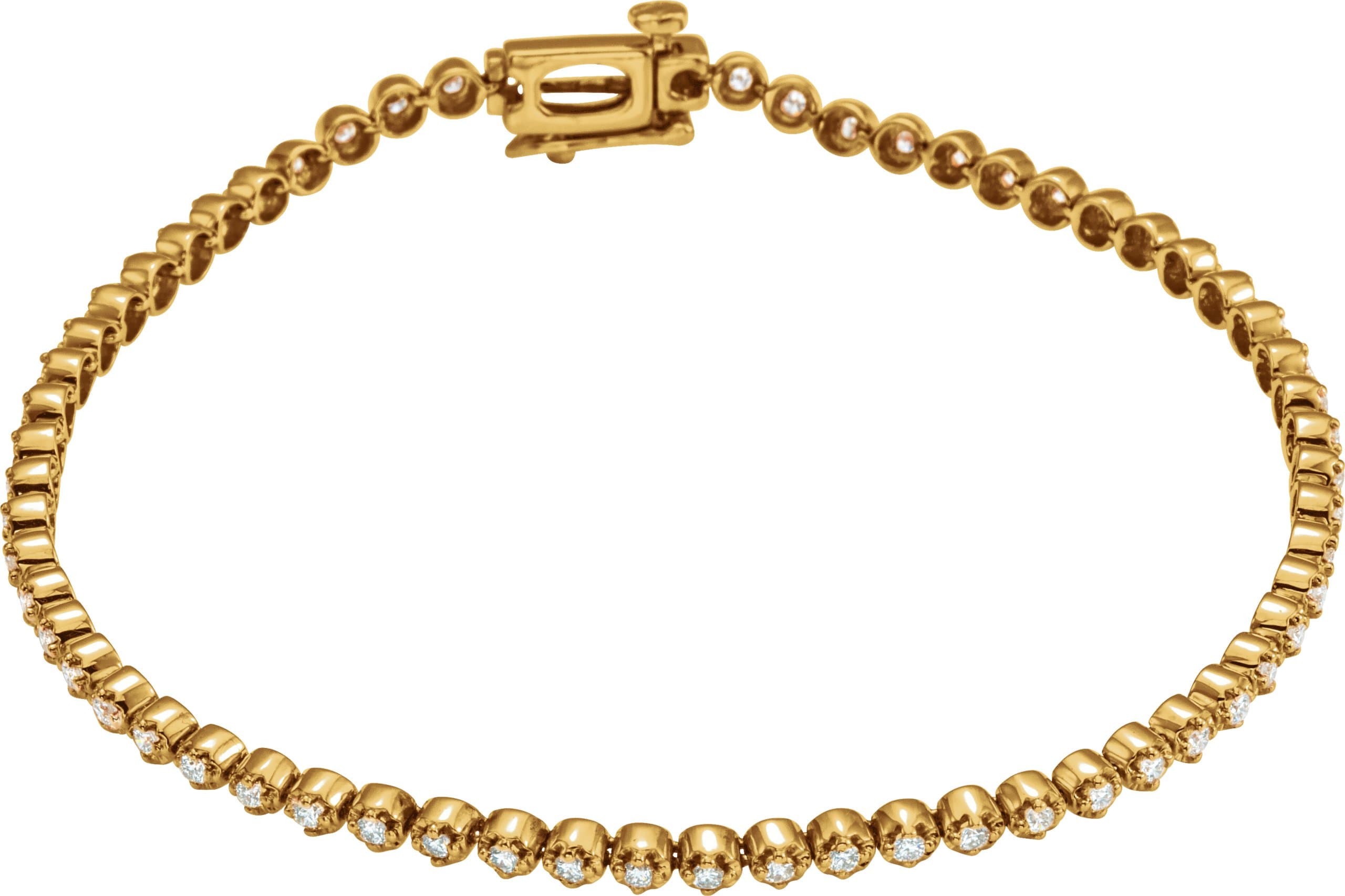 14K Rose 1 CTW Natural Diamond Line 7" Bracelet