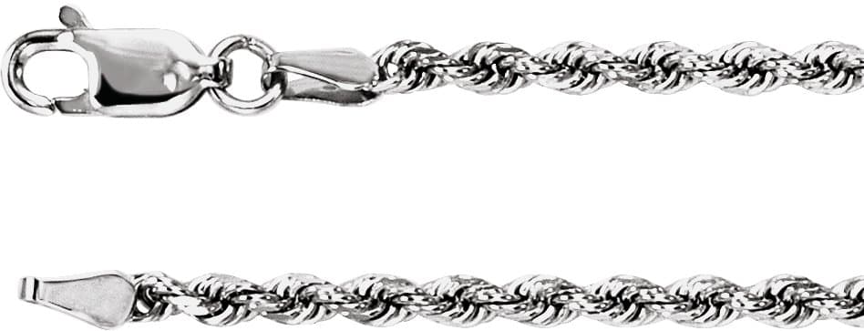 14K White 2.4 mm Diamond-Cut Rope 18 Chain