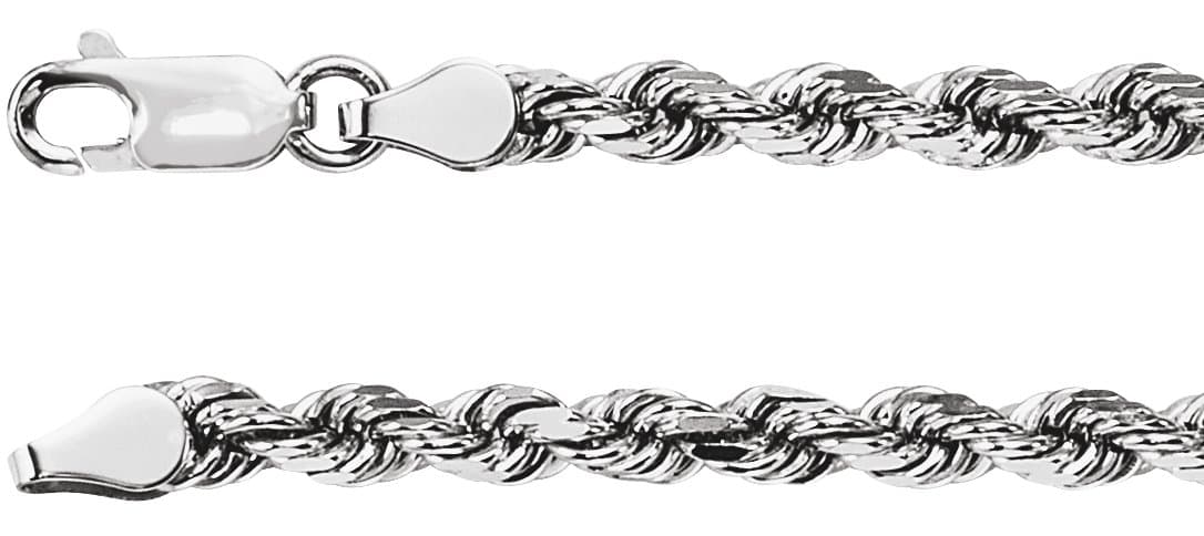 14K White 3.9 mm Diamond-Cut Rope 18 Chain