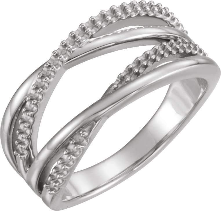 14K White Gold  1/5 CTW Natural Diamond Criss-Cross Ring 