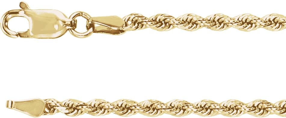 14K White 2.4 mm Diamond-Cut Rope 7" Chain