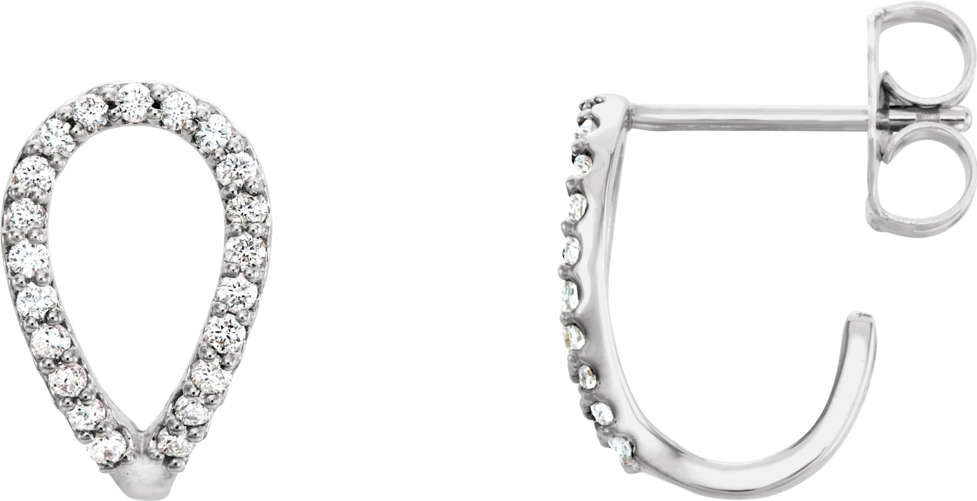 14K Rose 1/5 CTW Natural Diamond Geometric J-Hoop Earrings
