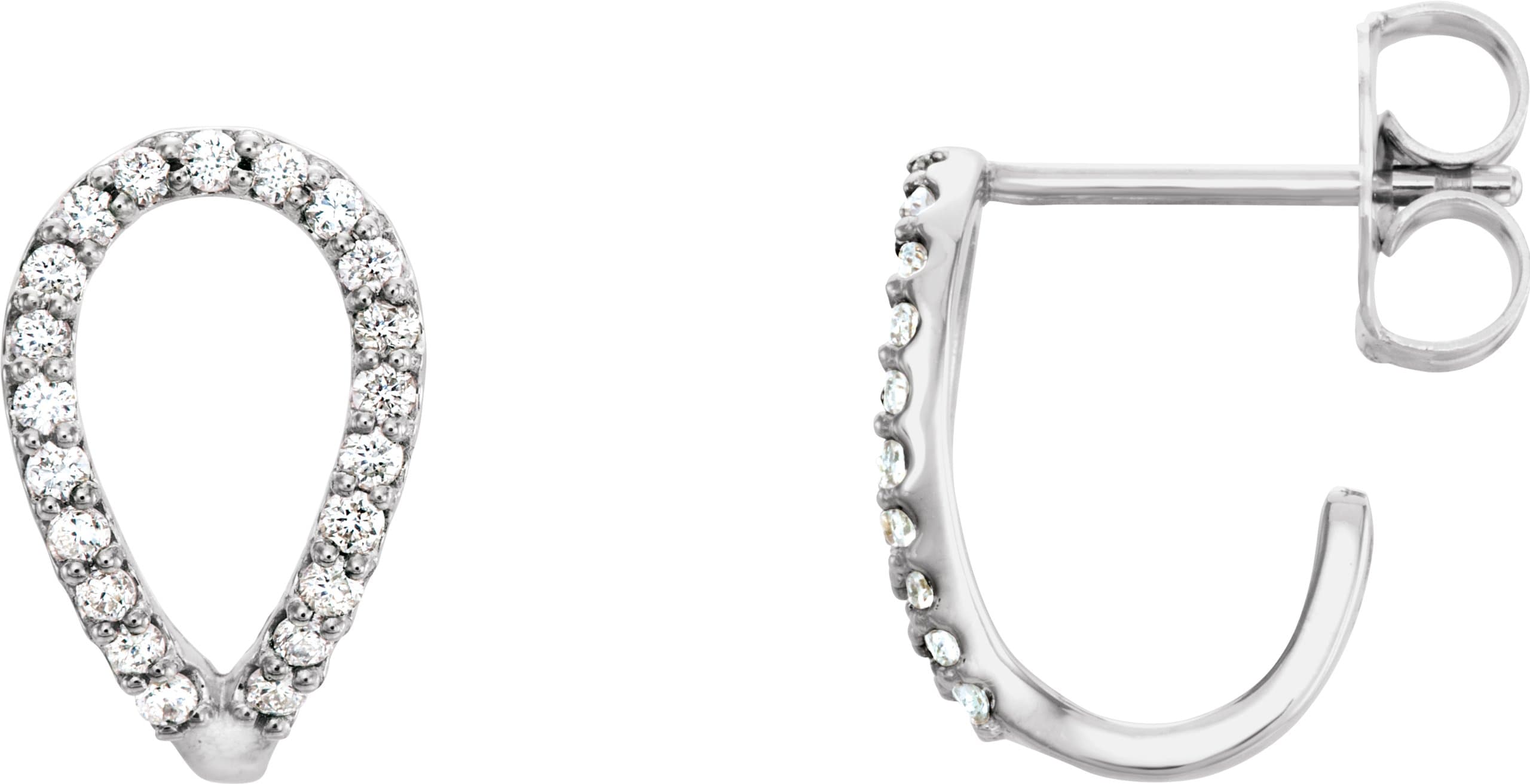 14K Rose 1/5 CTW Natural Diamond Geometric J-Hoop Earrings