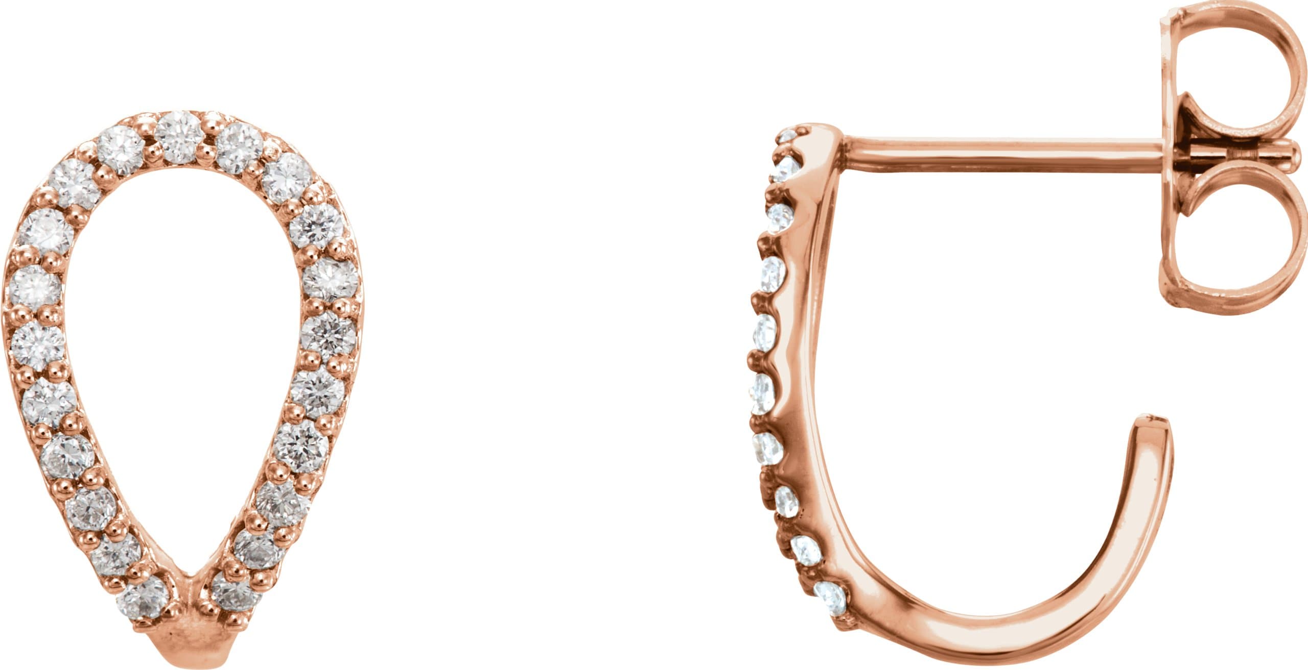 14K Rose 1/5 CTW Natural Diamond Geometric J-Hoop Earrings