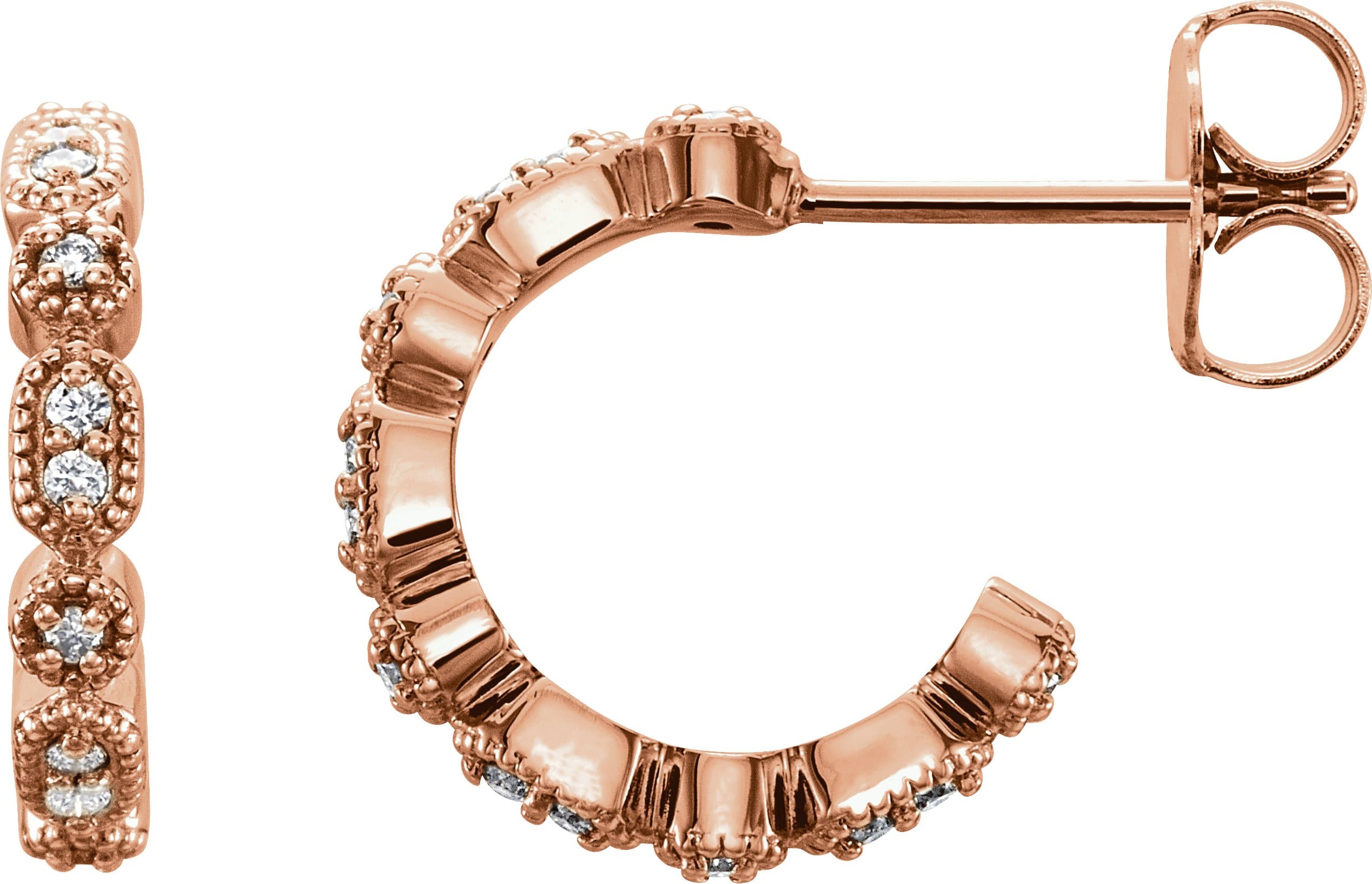 14K Rose 1/6 CTW Natural Diamond 16.52 mm Hoop Earrings