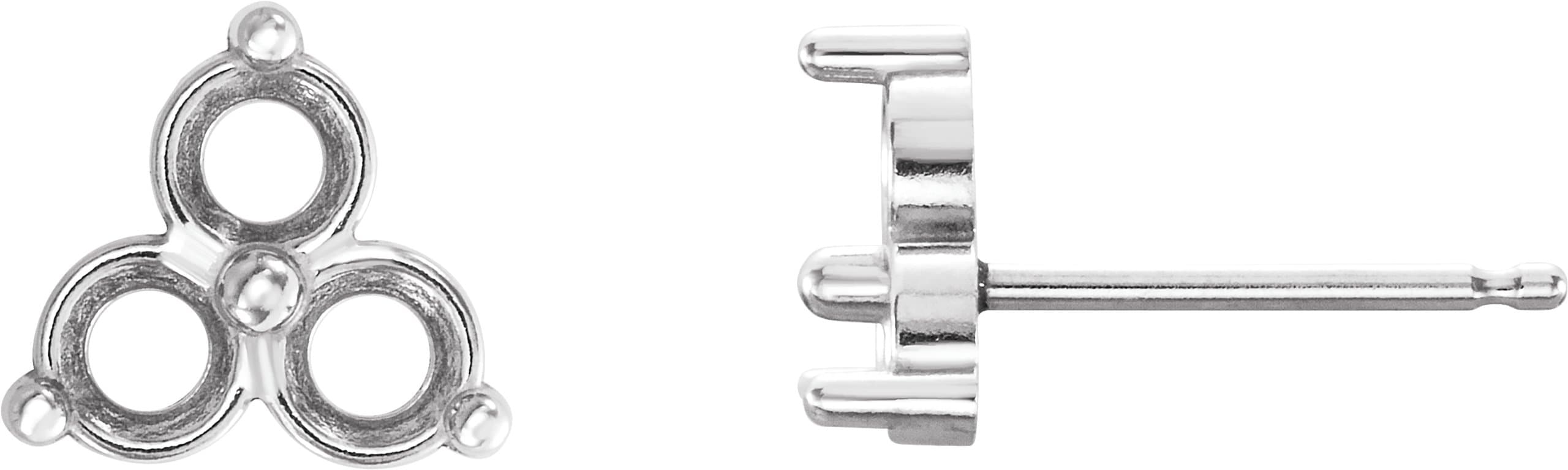 Sterling Silver 1.5 mm Round Three-Stone Earring Mounting  