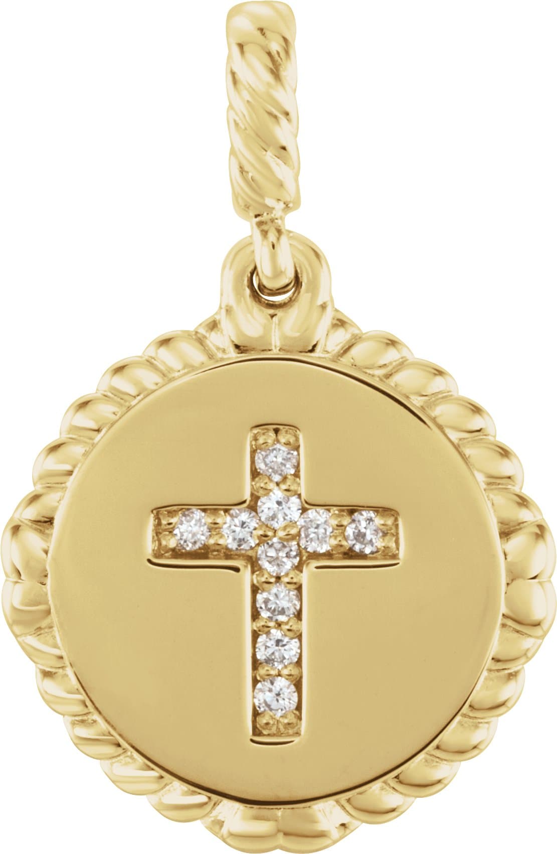14K Rose .04 CTW Natural Diamond Cross Rope Pendant
