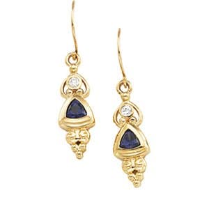 14K Yellow Natural Iolite & .08 CTW Natural Diamond Earring