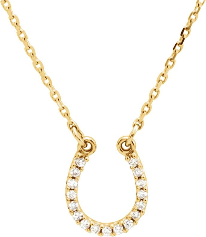 14K Rose .07 CTW Natural Diamond Horseshoe 16 Necklace