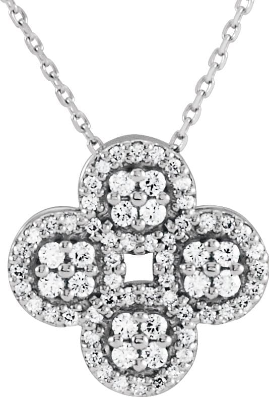14K Rose 1/2 CTW Natural Diamond Clover 18 Necklace