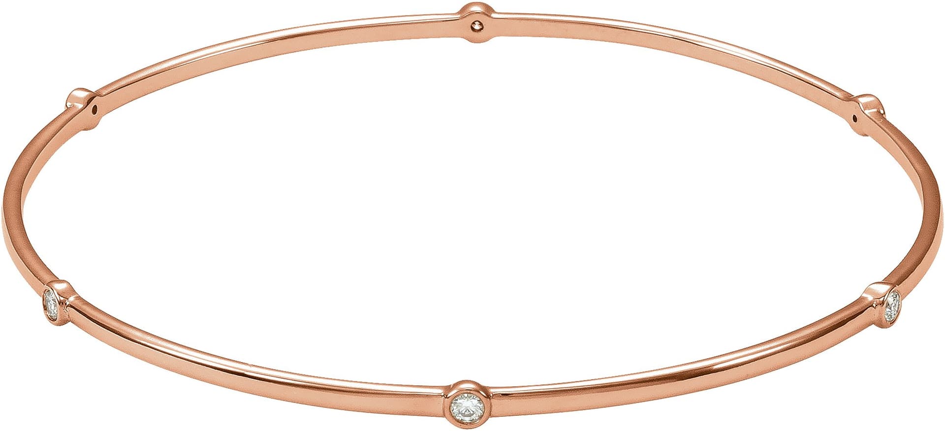 14K Rose 1/4 CTW Natural Diamond Bezel-Set Bangle 8 Bracelet