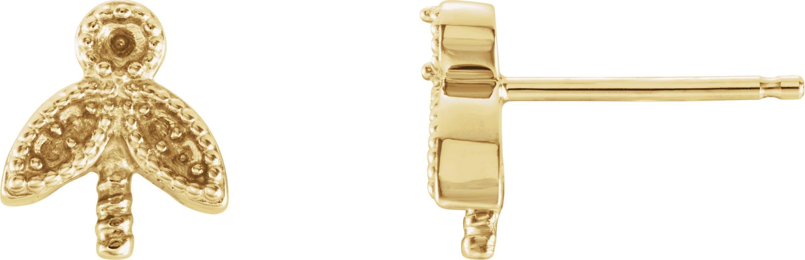14K Yellow Gold Leaf Earring Mounting for 6 mm Pearl