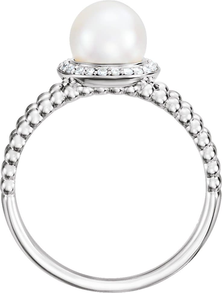 Beaded Halo-Style Pearl Ring view 2