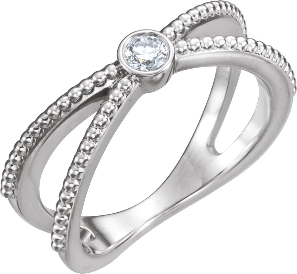 14K Rose 1/8 CTW Natural Diamond Beaded Ring