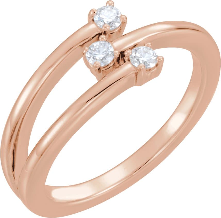 14K Rose 1/5 CTW Natural Diamond 
Bypass Ring
