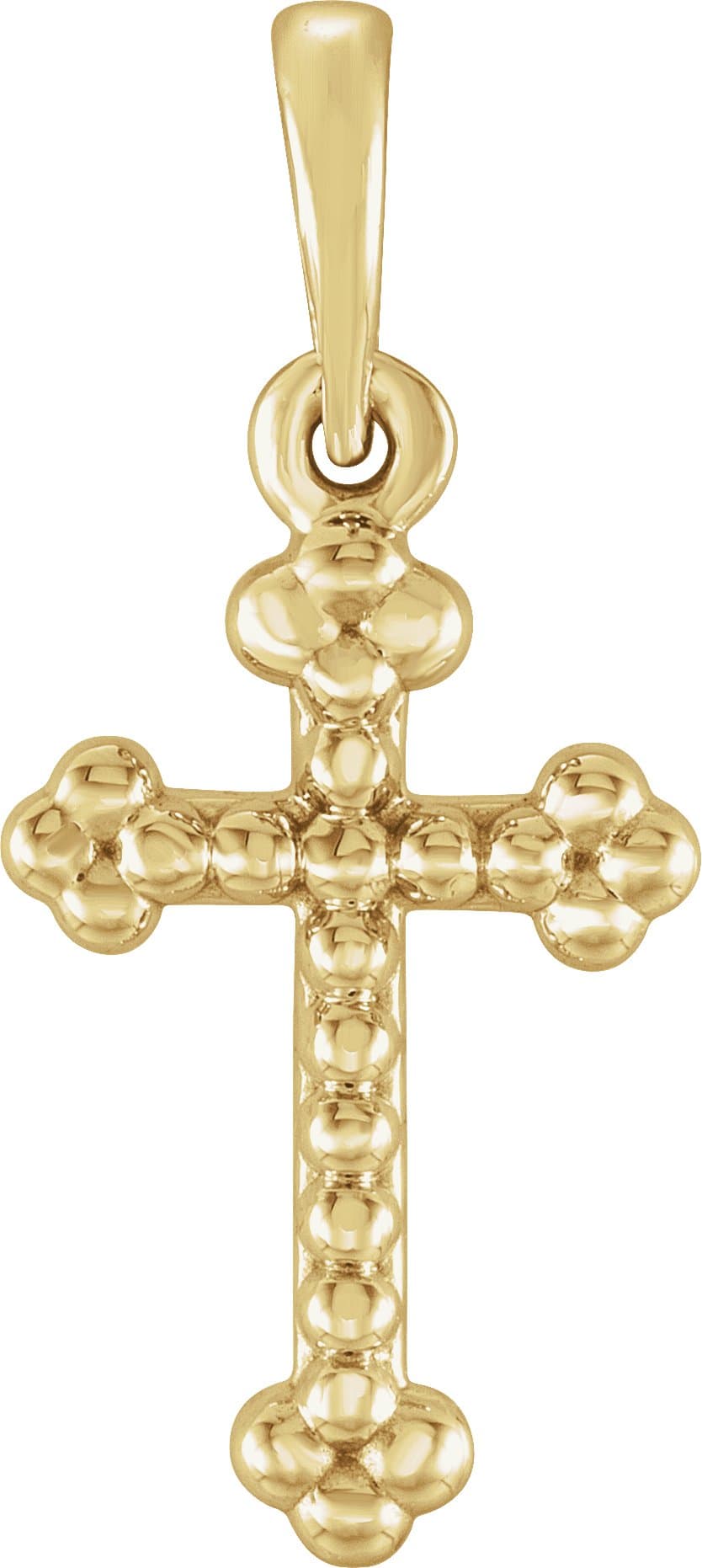 14K Rose Beaded Cross Pendant