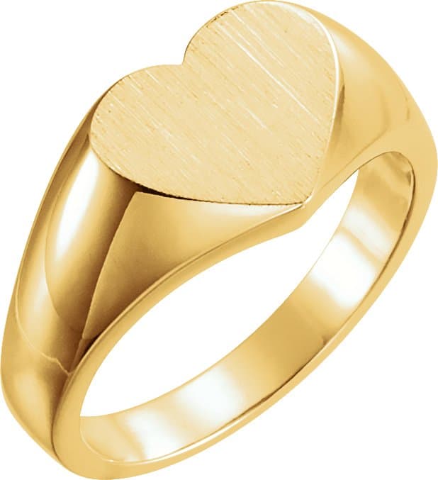 10K Yellow Heart Signet Ring
