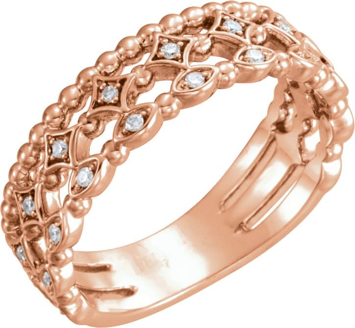14K Rose 1/8 CTW Natural Diamond Stackable Ring
