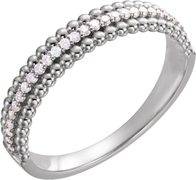 14K Rose 1/6 CTW Natural Diamond Beaded Ring