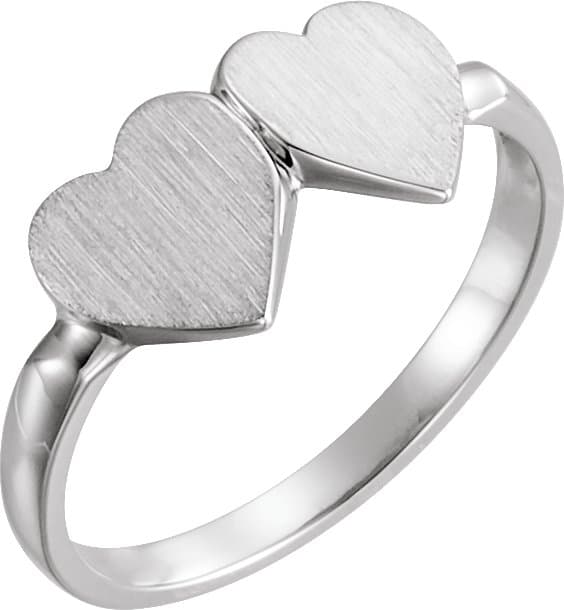 10K Yellow 13.8x7 mm Double Heart Signet Ring