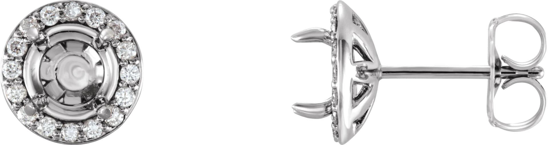 Round 4-Prong Halo-Style Earrings, view 2