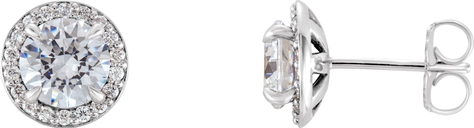 14K White Gold 1 CTW Natural Diamond Halo-Style Earrings