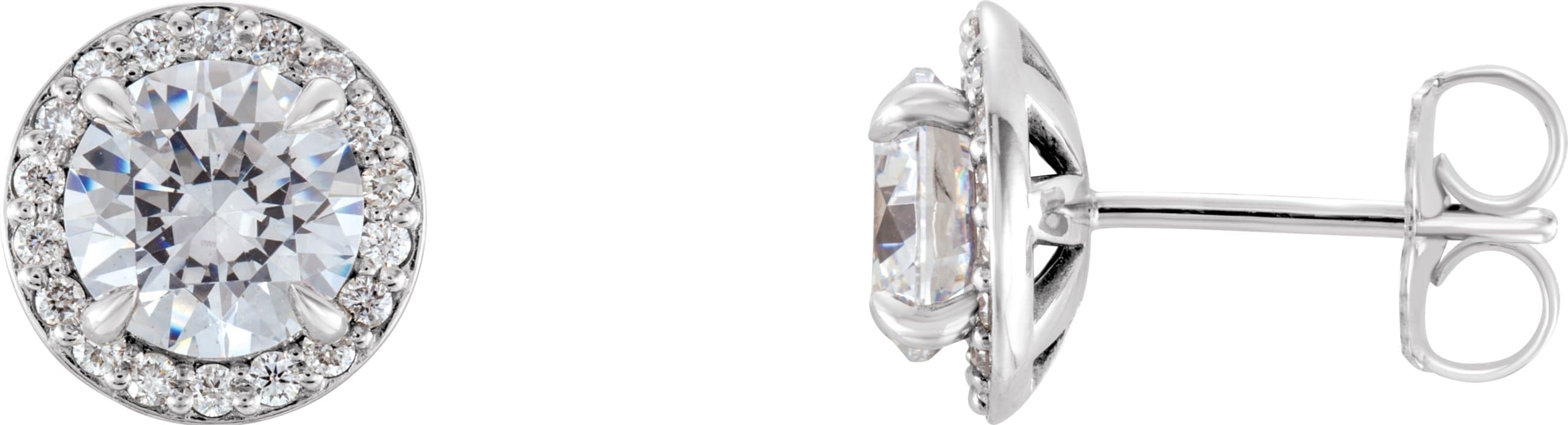 14K White Gold 1 CTW Natural Diamond Halo-Style Earrings