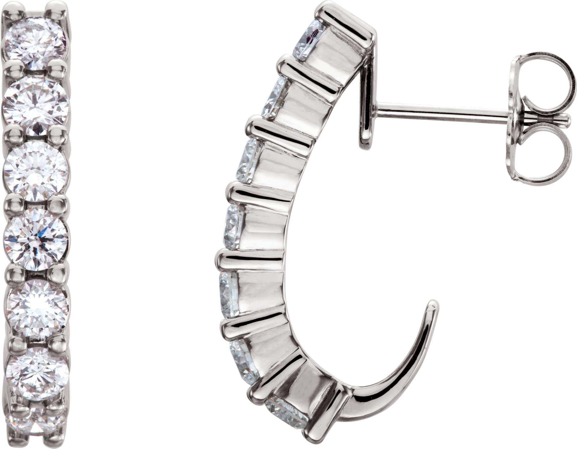 14K Rose 1 1/4 CTW Lab-Grown Diamond J-Hoop Earrings