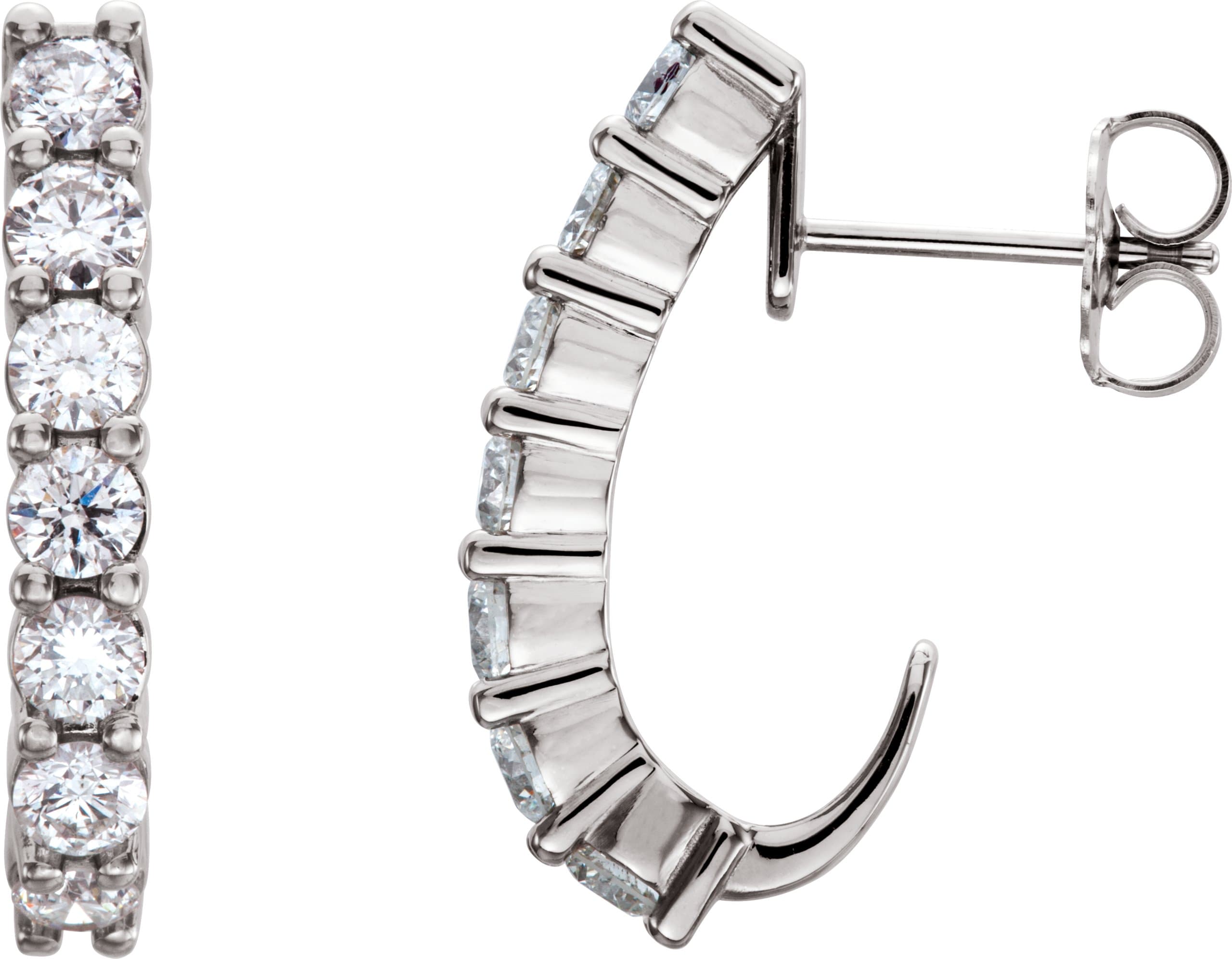 14K Rose 1 1/4 CTW Lab-Grown Diamond J-Hoop Earrings