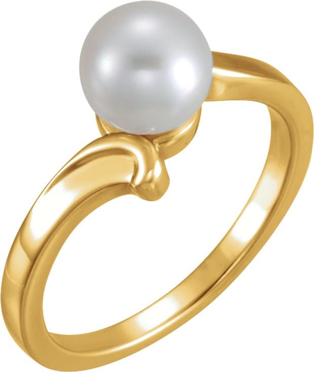14K Rose Cultured White Freshwater Pearl Ring