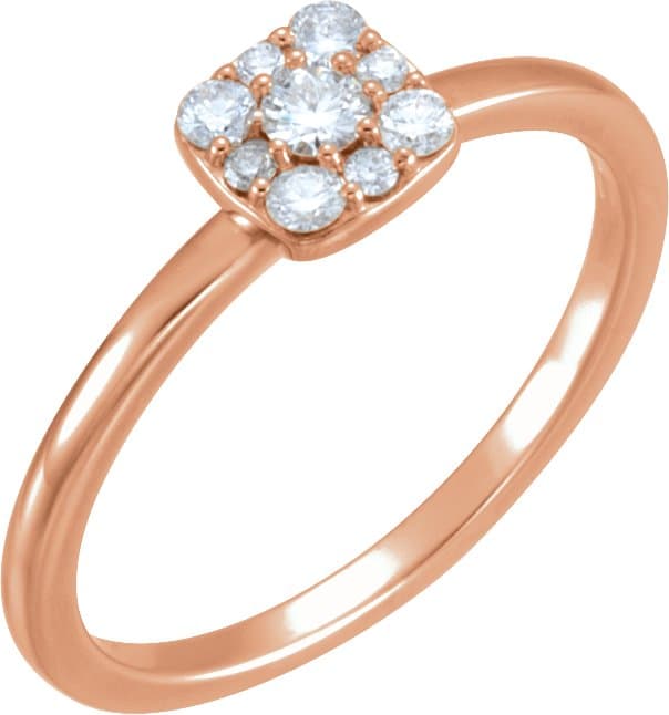 14K Rose 1/4 CTW Natural Diamond Stackable Cluster Ring