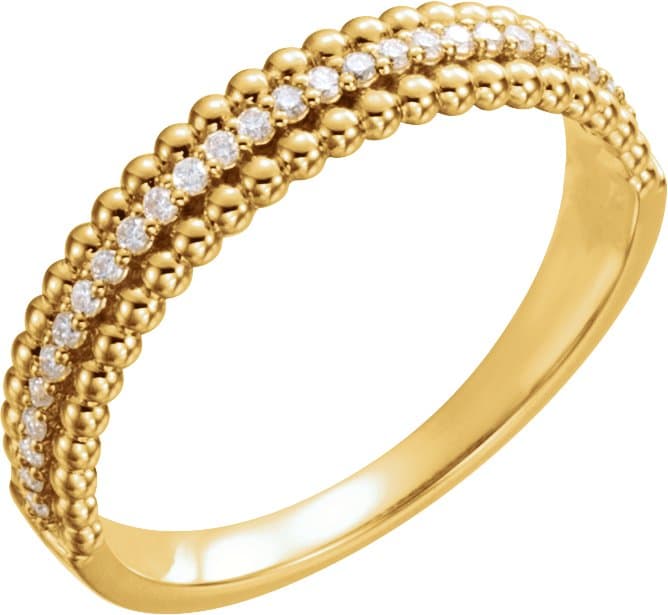 14K Rose 1/6 CTW Natural Diamond Beaded Ring