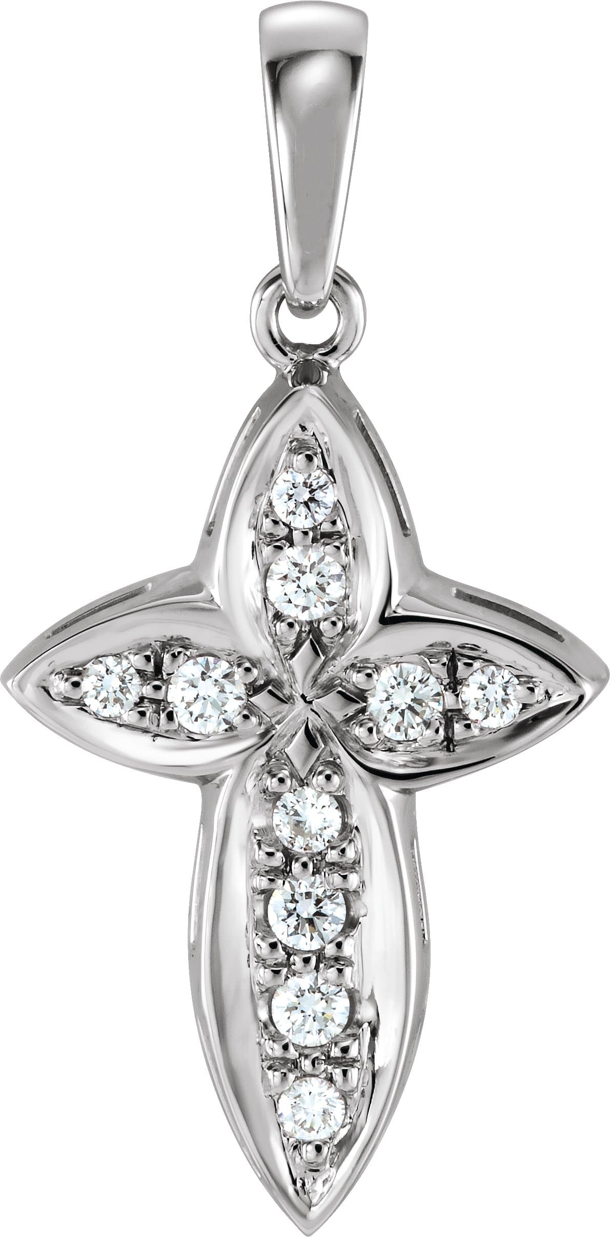 14K White 1/4 CTW Natural Diamond Cross Pendant