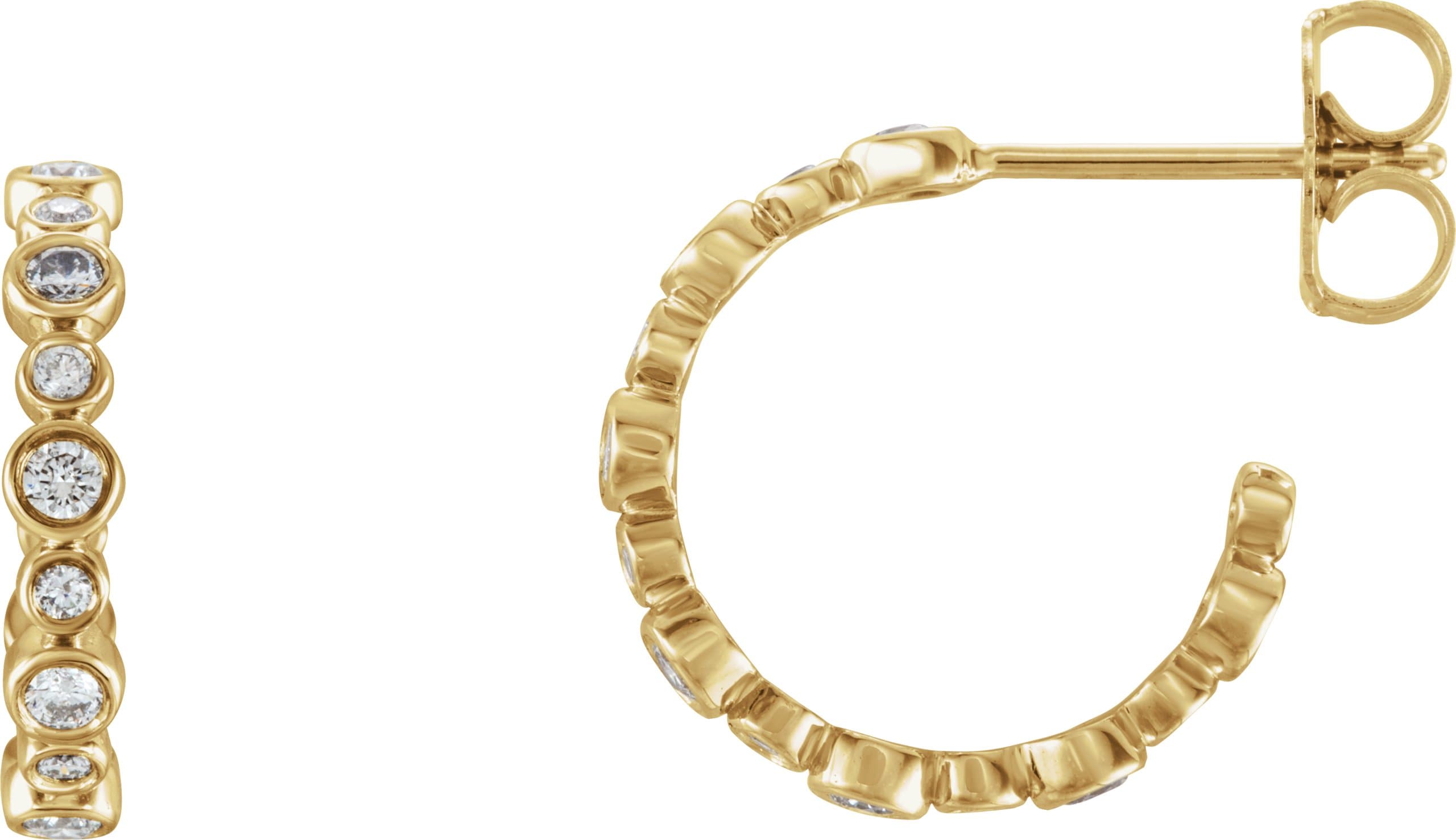 14K Rose 1/4 CTW Natural Diamond 10.5 mm Hoop Earrings
