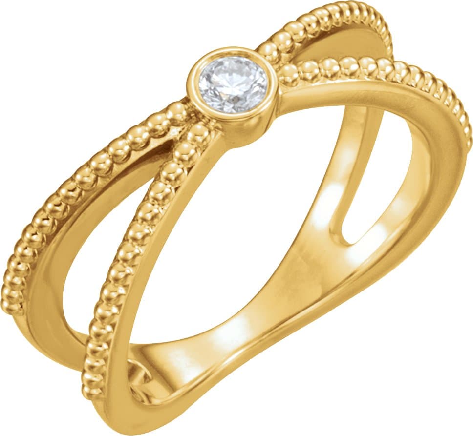 14K Rose 1/8 CTW Natural Diamond Beaded Ring