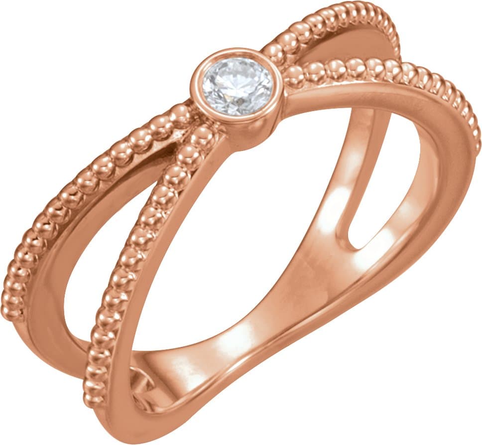 14K Rose 1/8 CTW Natural Diamond Beaded Ring