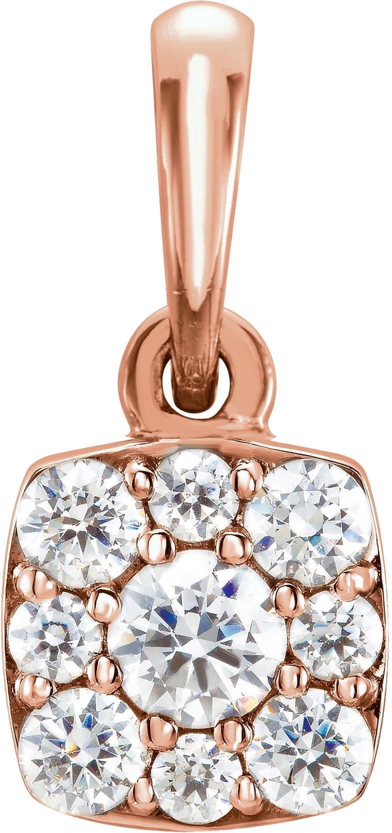 14K Rose 1/4 CTW Natural Diamond Cluster Pendant