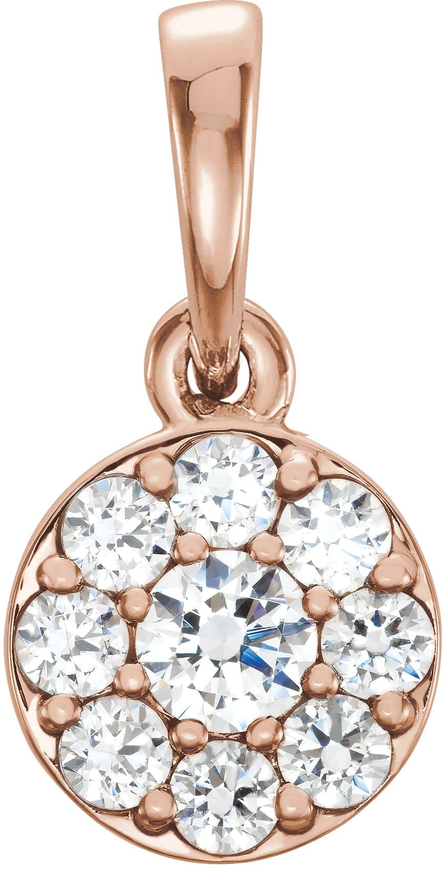 14K Rose 1/4 CTW Natural Diamond Cluster Pendant
