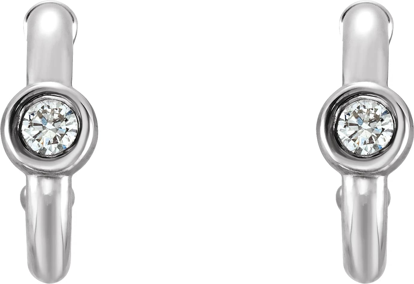 Bezel-Set Huggie Earrings, view 3