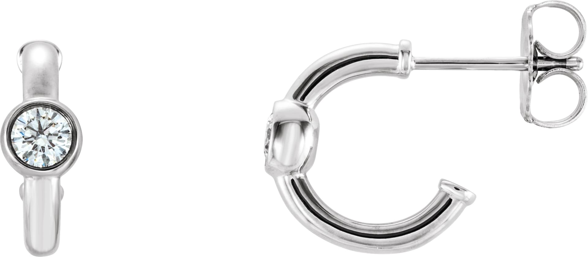 14K Rose Gold 1/4 CTW  Natural Diamond Huggie Hoop Earrings