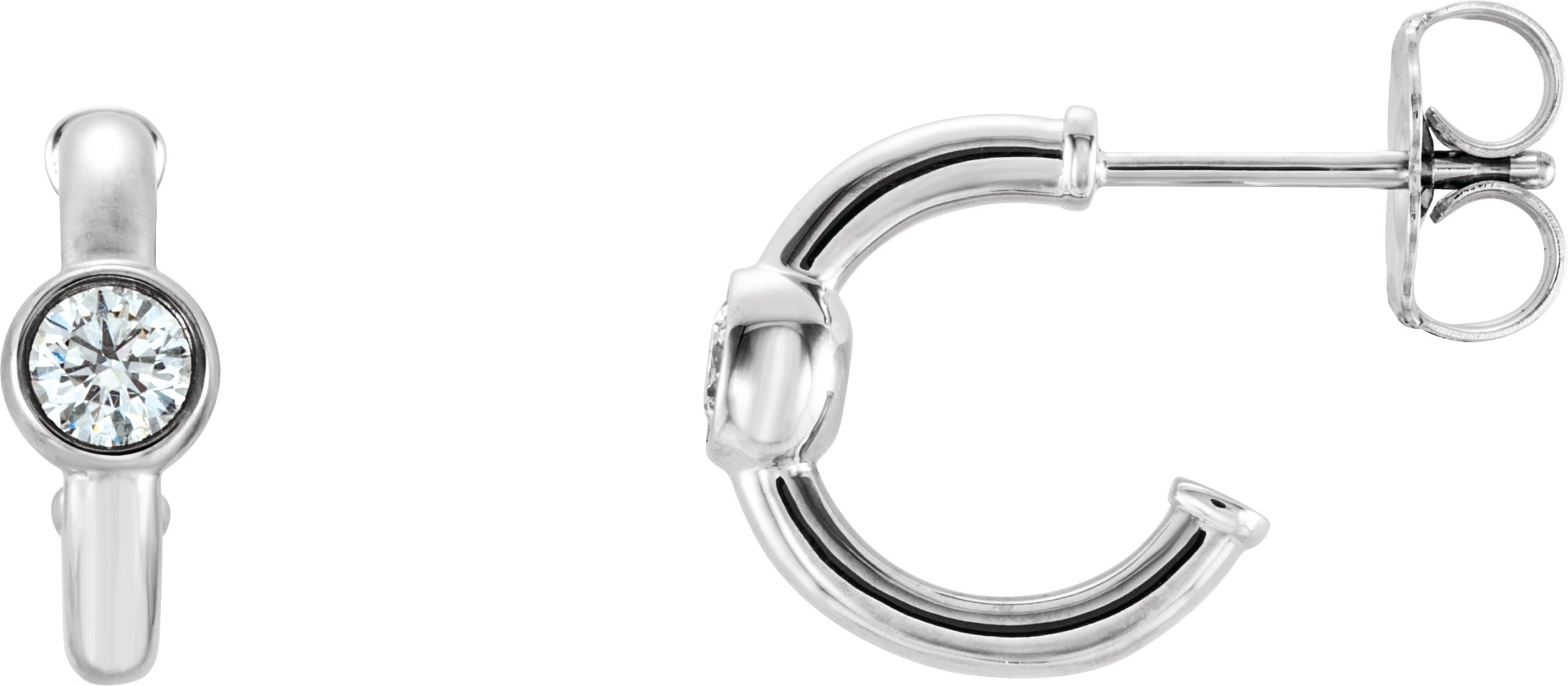 14K Rose Gold 1/4 CTW  Natural Diamond Huggie Hoop Earrings