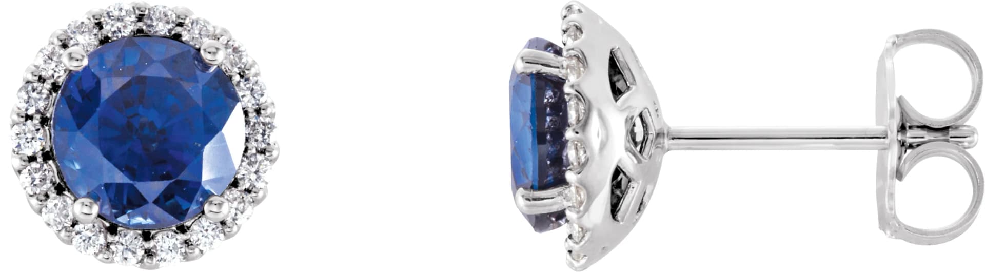 Round 4-Prong Halo-Style Earrings