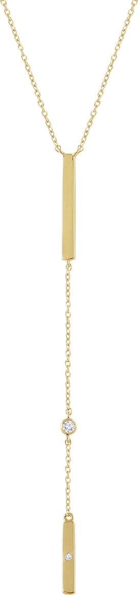 14K White .06 CTW Natural Diamond Bar 16-18" Necklace