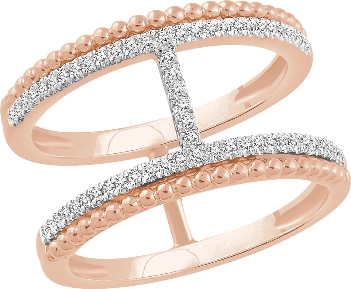 14K Rose 1/5 CTW Natural Diamond Negative Space Ring