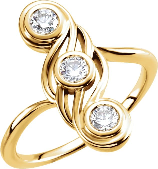14K Rose 1/2 CTW Natural Diamond Three-Stone Ring
