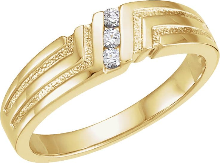 14K White 1/10 CTW Natural Diamond Three-Stone Band
